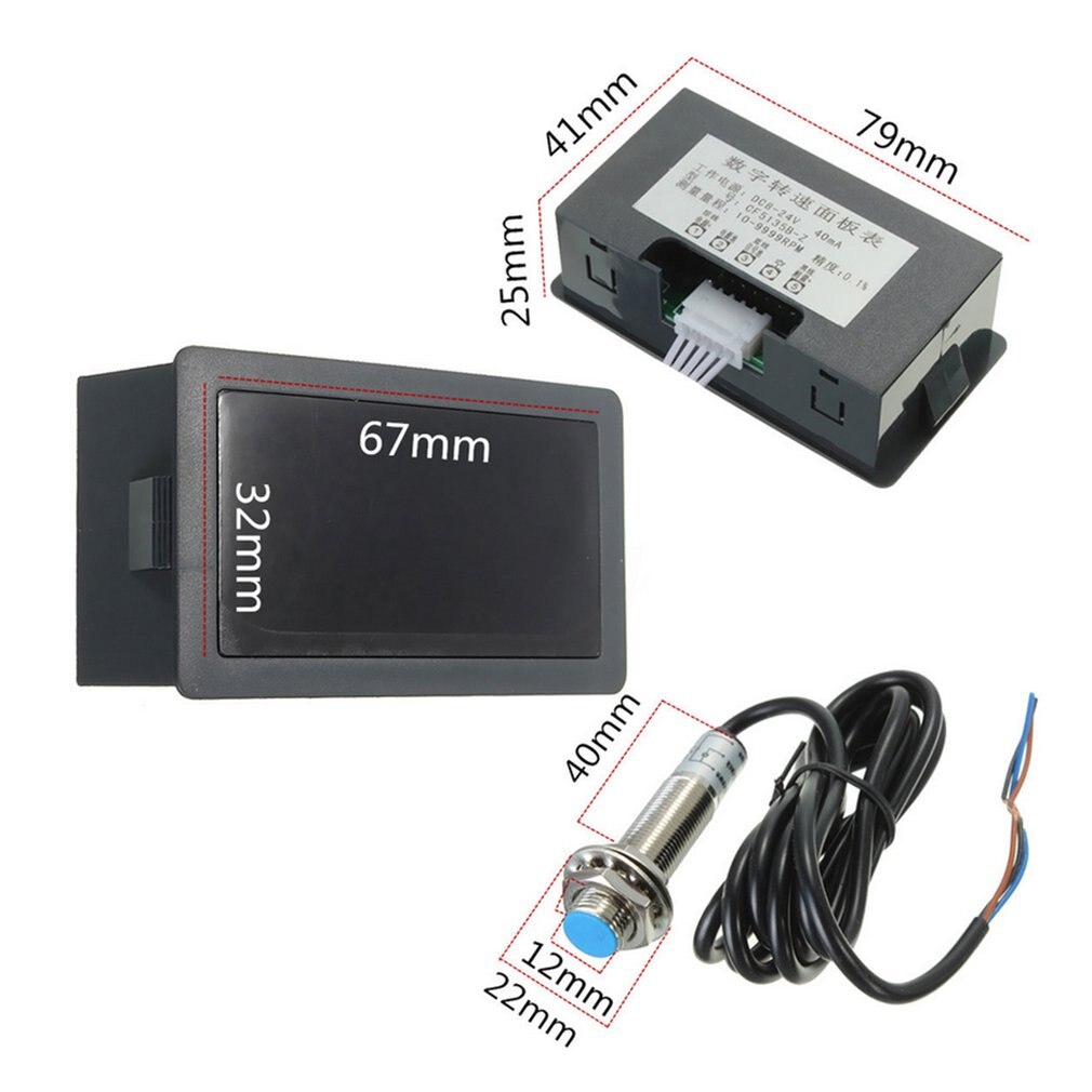 4 Digital LED Display Tachometer RPM Speed Meter High Precision Tachometer With Hall Proximity Switch Sensor NPN