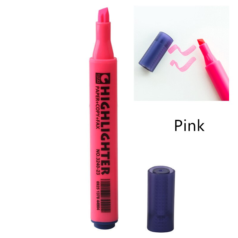 Sta fluorescerende overstregningspenn strålende farve behagelig trekantet tønde markør til papir kopi fax kontor skole  a6220: Lyserød