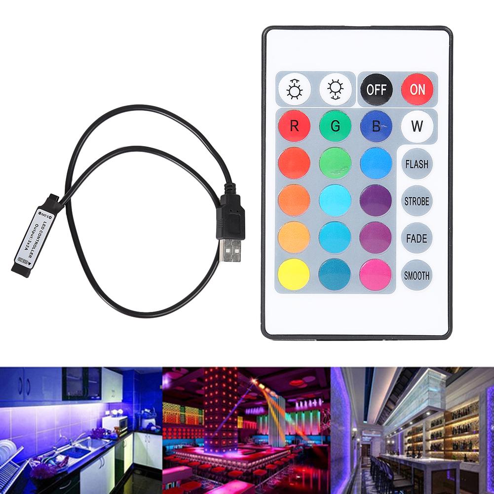 IR 24 Keys USB LED Light Strip Remote Controller w/5-24V USB RGB Controller