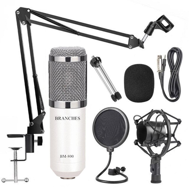 BM 800 Microphone Condenser Microphone BM800 Microphone For Computer Recording Podcast TikTok Gaming DJ BM-800 MIC: Package3 White
