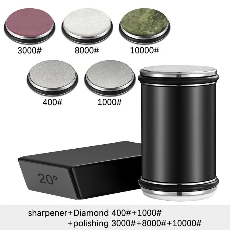 Rollender Messerschärfer, doppelseitiger Diamant-Schleifstein, 15/20 ° Grad magnetischer Winkelrollen zum Schärfen von Küchenmessern: Navy Blau