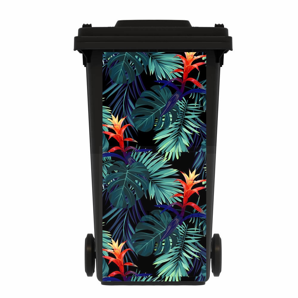 Outdoor Prullenbak Sticker Vinyl Natuurlijke Groene Planten Boeket Zelfklevende Trush Keuken Wheelie Bin Stickers Vuilnisbakken Stickers
