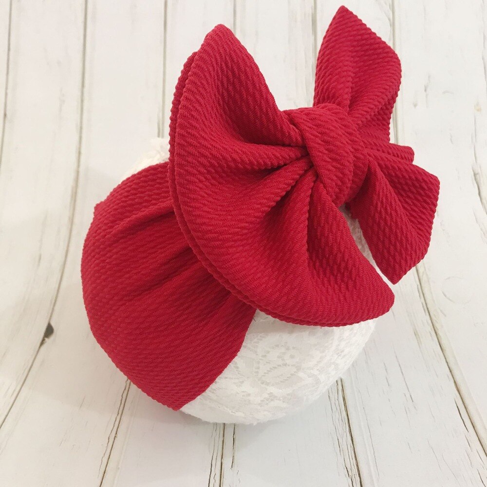 7 Inch Grote Boog Hoofdband Voor Meisjes Solid Grote Hair Bows Elastische Tulband Hoofd Wraps Kids Top Knoop Haarband Haar accessoires