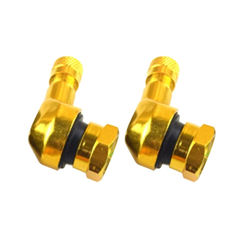 Vástago de válvula de aleación de aluminio con ángulo de 90 grados, vástago de válvula para neumático sin cámara de motocicleta CNC, 2 uds., para piezas de rueda de llanta de 11,3mm: YELLOW