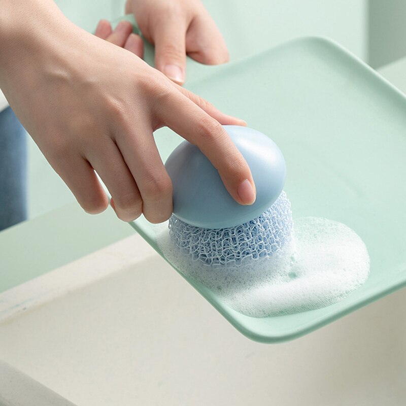 Boule de nettoyage en nuage, boule de fil de Nylon détachable, brosse de décontamination de la vaisselle de cuisine, boule de nettoyage Durable multicolore
