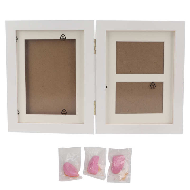 Pet Paw Print Photo Frame Cat Pawprints Picture Frame and Imprint Kit Easy Imprinting Snap In for All Breeds Pet: pink