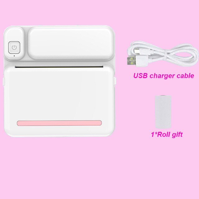 MINI Portable Thermal Printer Print Photo Pocket Thermal Label Printer 58mm Printing Wireless Bluetooth Android IOS Printers: Pink
