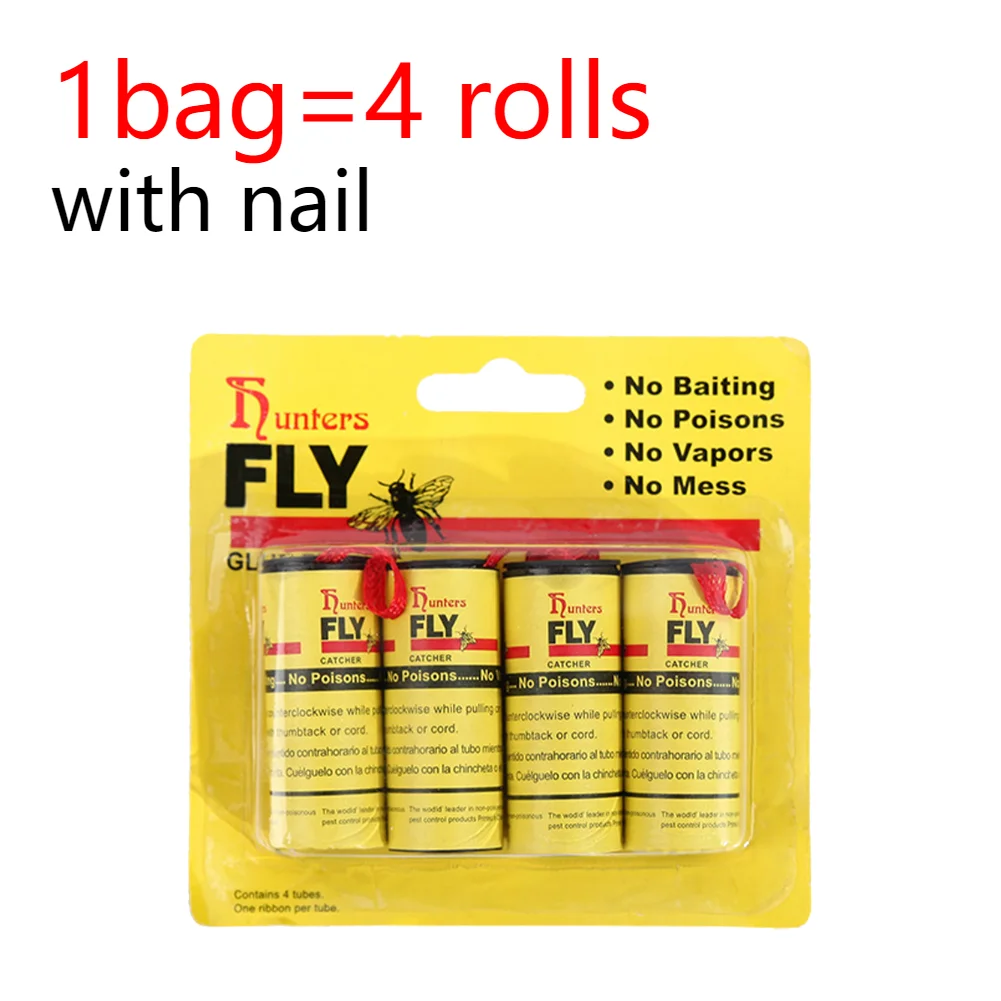 120–4 Rollen Fliegen-Klebepapier, stärker Klebestreifen für Fliegen, Papierstreifen, doppelseitiges fliegendes Insekten-Insekten-Mücken-Fänger-Rollenband: Licht Grau