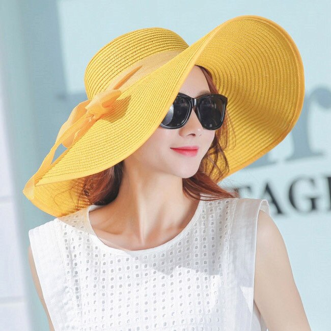 2022 new sun hat summer sun protection cappello a tesa larga pieghevole cappello da spiaggia all&#39;aperto equitazione protezione solare protezione UV cappello femminile: yellow