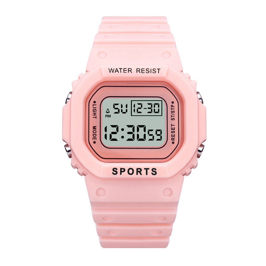 Dameshorloge sporthorloges led digitale horloges multifunctionele elektronische polshorloges dames goedkope prijs: Roze