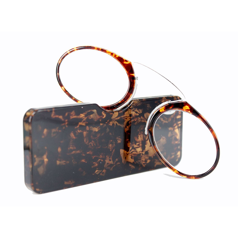 SAOIOAS TR90 plegable Clip nariz gafas de lectura hombres mujeres fácil de llevar con caja de tarjeta redonda gafas de prescripción hombres + 1,0 + 2,0 + 2,5: +150 / B1 Leopard