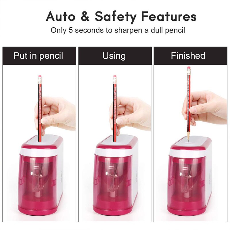 Automatic Electric Pencil Sharpener Battery Operated Two Holes Pencil Sharpeners Office & School Supplies Stationery