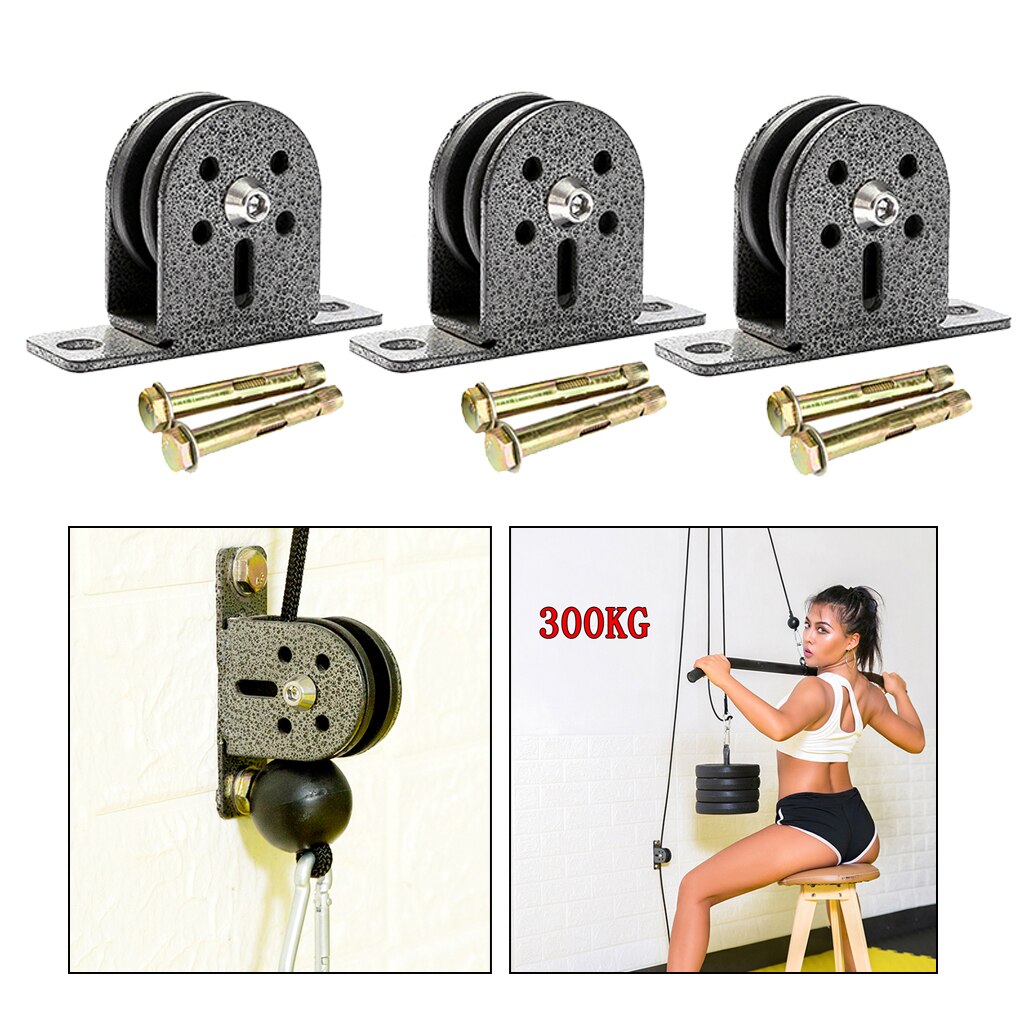 3pcs Fixed Pulley Block 661lbs Cable Machine Single Wheel Swivel Pulleys 300kg