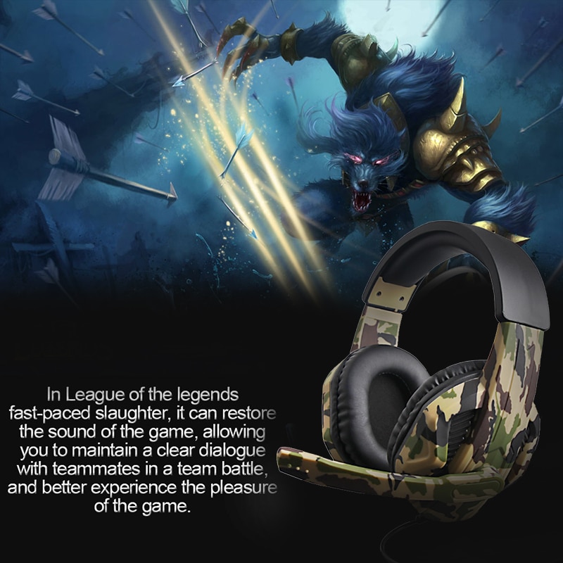 Auriculares profesionales de camuflaje para Gaming, auriculares montados estéreo para ordenador, para PS4, PS3, Xbox Switch, 3,5mm