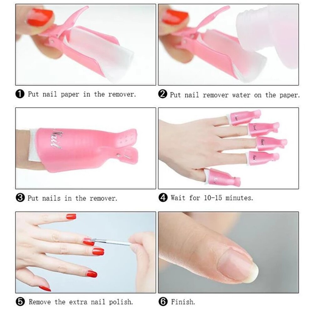 10 stks/partij Nail Gel Polish Verwijderen Soaker Caps Losweken Nail gel Plastic Nail Art gereedschap Manicure Nagels Gel Vernis remover Clips