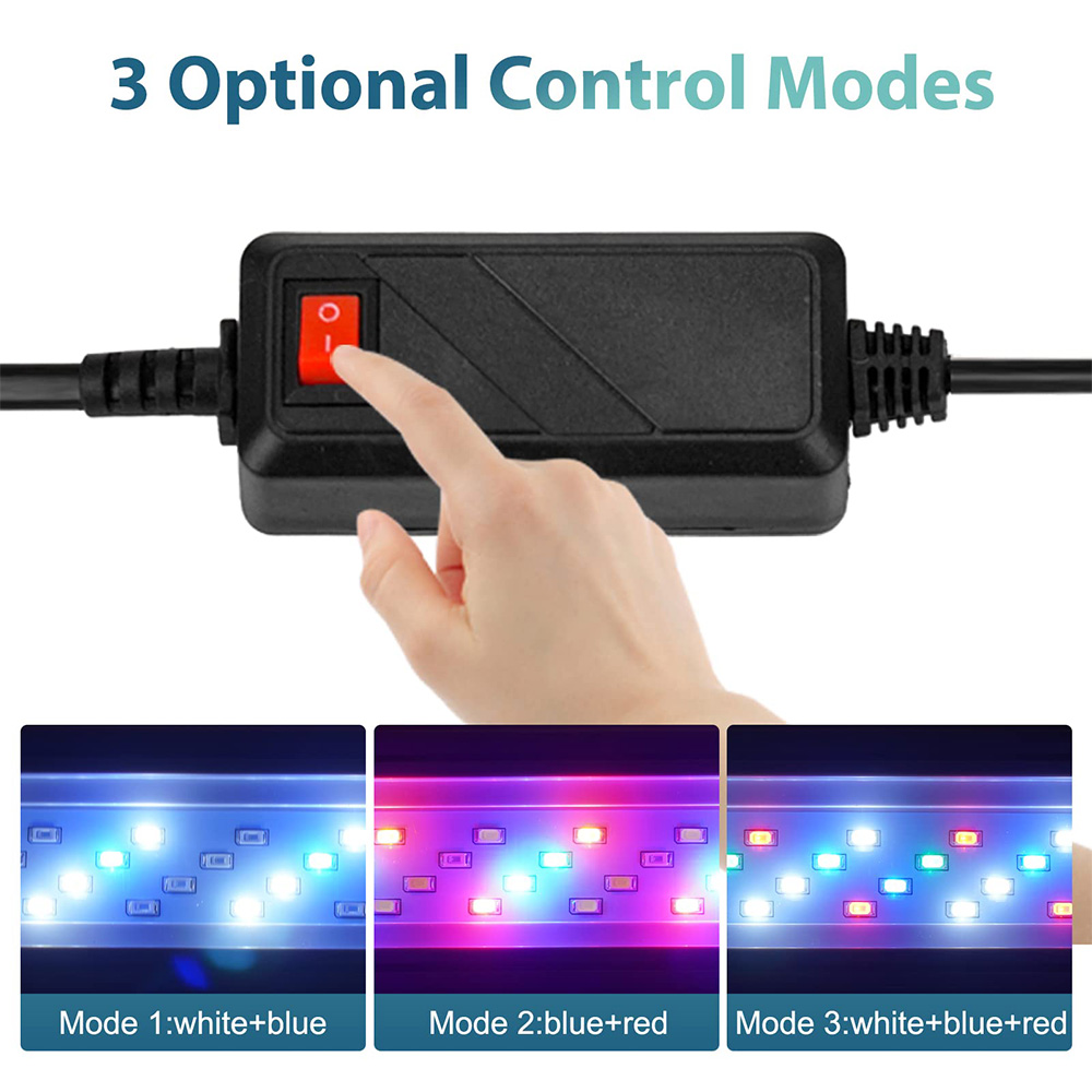 Luces LED súper delgadas para acuario, 18-58CM, 110-240V, planta para pecera, luz de espectro completo, Clips de luz retráctiles, iluminación para acuarios