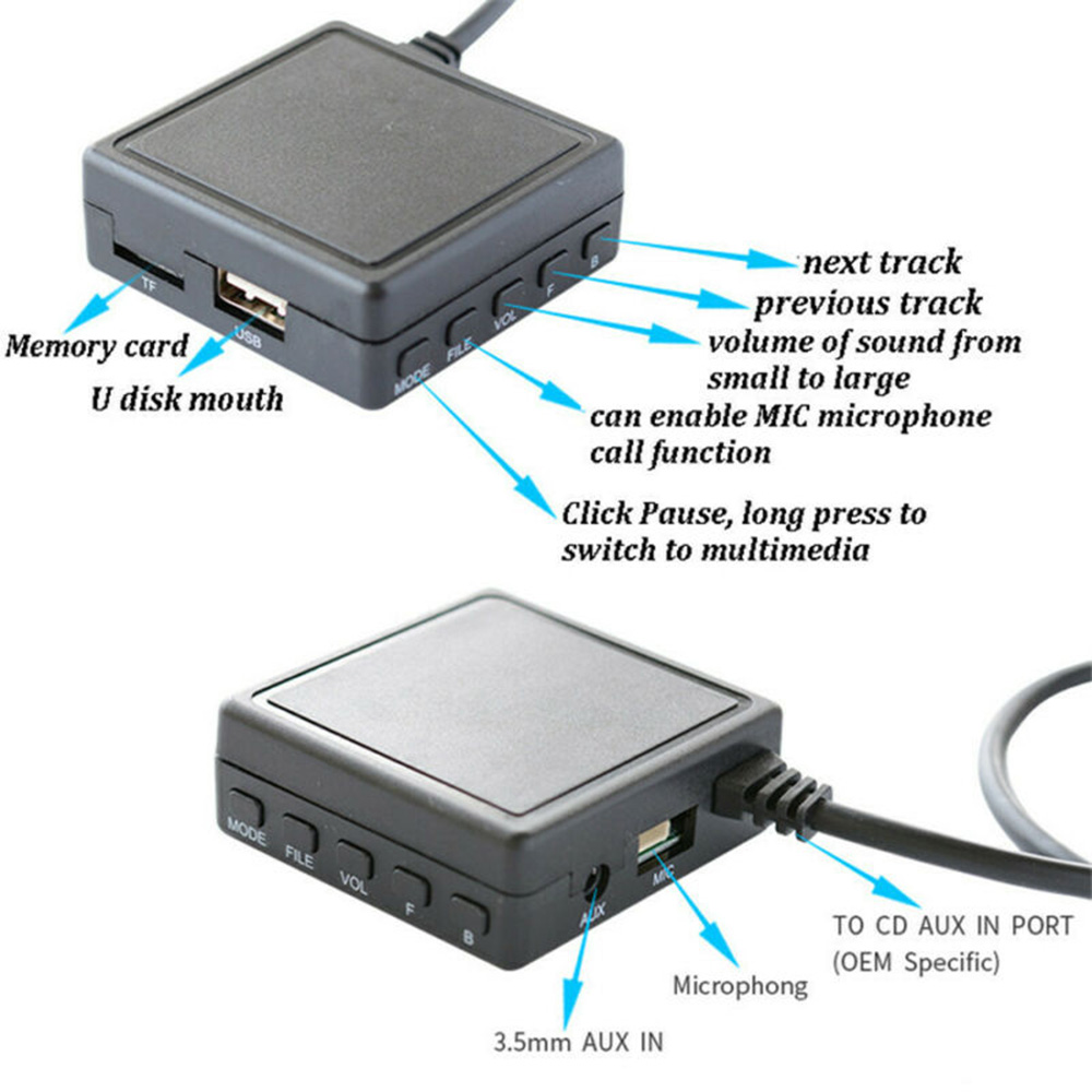 1 Cable de Audio BT-5.0 AUX USB adaptador de música micrófono para Radio Pioneer IP-BUS P99 P01 Pad Mp3 DEHP2500R DEHP3100UB accesorios de coche