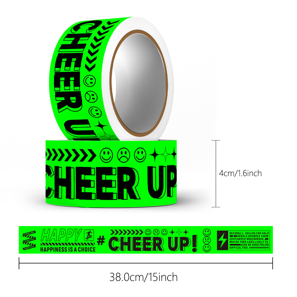 Kreative jubeln hoch Kreisförmige Aufkleber Band Englisch Lange Streifen Klebeband Aufkleber Wasserdichte Dichtungsbänder Geschenkbox Dekorativ 4 cm * 5 Mt: Grün