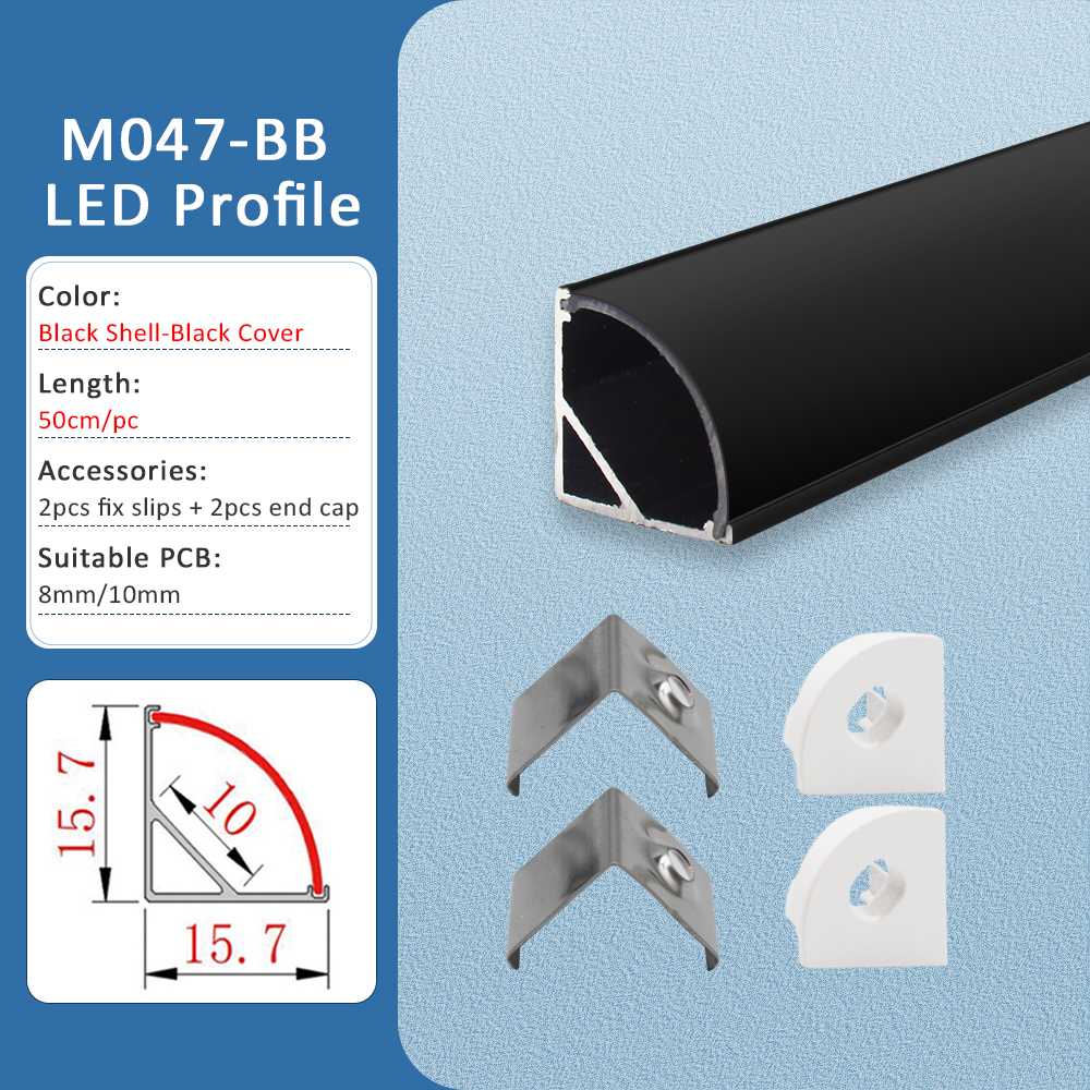 LED Strip Aluminum Profile 50CM Recessed Surface Mounted Aluminium Channel with Diffuser PC Cover for 8mm 10mm Linear Lighting: Red / dark blue