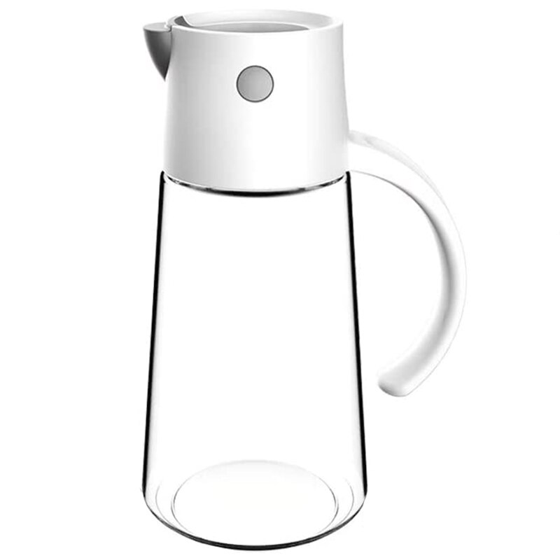 Botella dispensadora de aceite de oliva, con tapa automática, muletas de cristal, 18 Oz, antideslizante: White