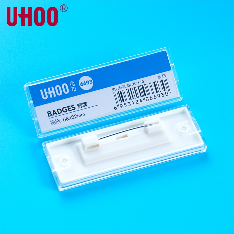 4 unidades/lote UHOO, insignia de Pin rectangular de ABS resistente al agua, etiqueta de precio, etiqueta de nombre, placa de nombre de trabajo para banco, Hotel, escuela, trabajo