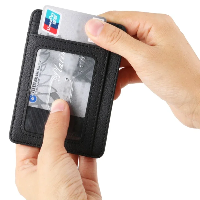 Portfel blokujący RFID Pokrowiec na wizytówki Super cienki męski skórzany portfel na karty kredytowe Portfel podróżny na karty Minimalistyczny portfel