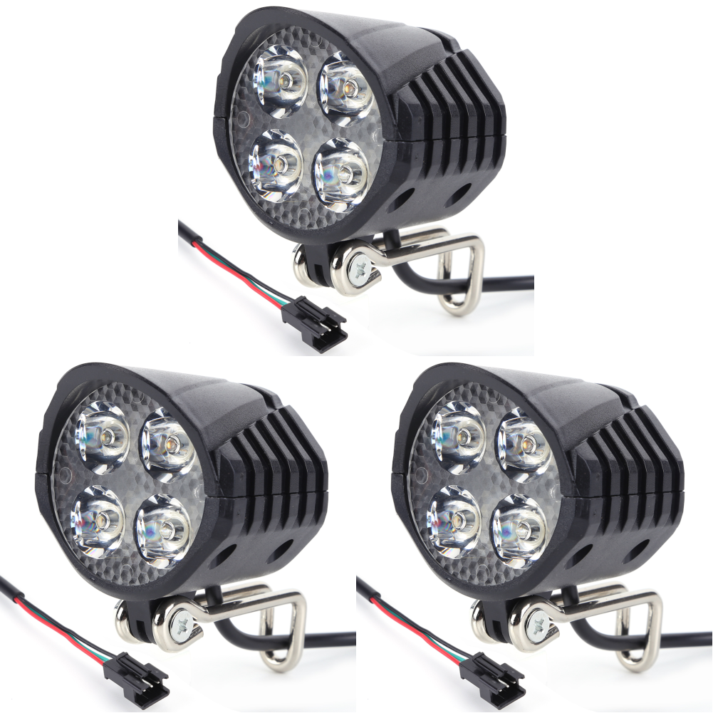Luz de bocina para bicicleta eléctrica de 48V, faro LED para patinete eléctrico de alta potencia, lámpara frontal impermeable, accesorios para ciclismo al aire libre: Amarillo claro