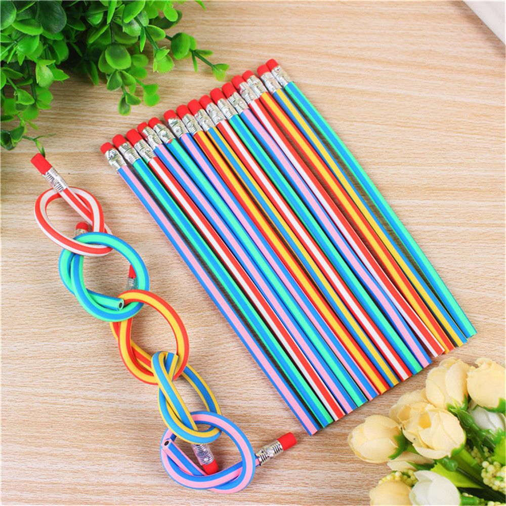 10 Uds colorido magia dúctil Flexible lápiz suave con Borrador de lápiz de Kawaii papelería escuela materiales de escritura para oficina chico gif