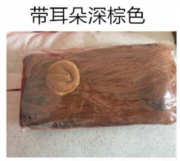 Hair Ornaments Pet dog Costume Halloween Clothes Fancy Dress Up Lion Mane Wig for Large Dogs supplies: dark brown with ear