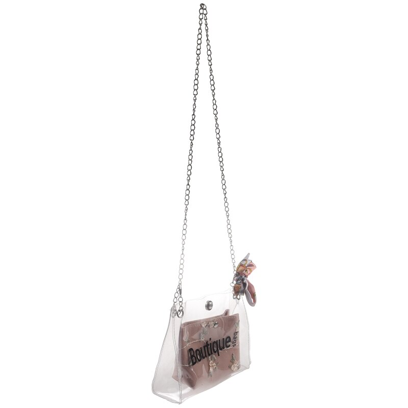 Bolso transparente bolso de cubo de transparente bolso de hombro de mujer playa Casual Shopping Bag (rosa)