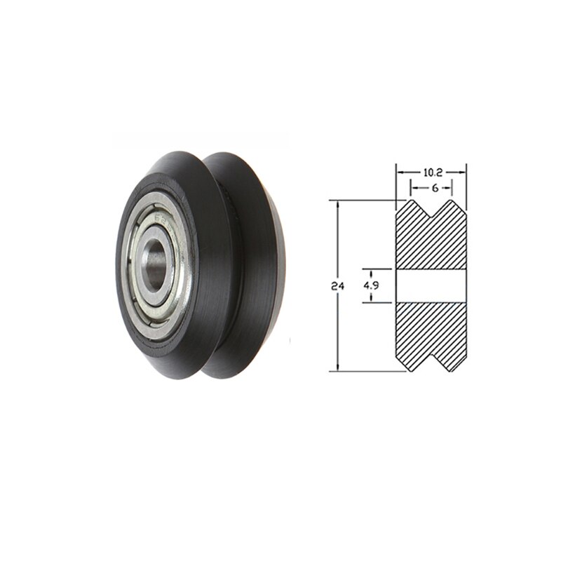 10 stk/parti cnc openbuilds hjul pom med lejer store modeller passive runde hjul mellemhjul tandhjul perlin hjul til ender 3 blåere: Sort v hjul