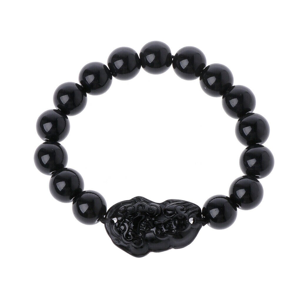 Bixie Armband Chinese Goede Lucky Charm Feng Shui Pi Yao Rijkdom Geluk Armbanden Sieraden Lucky Unisex Armbanden: Black Obsidian