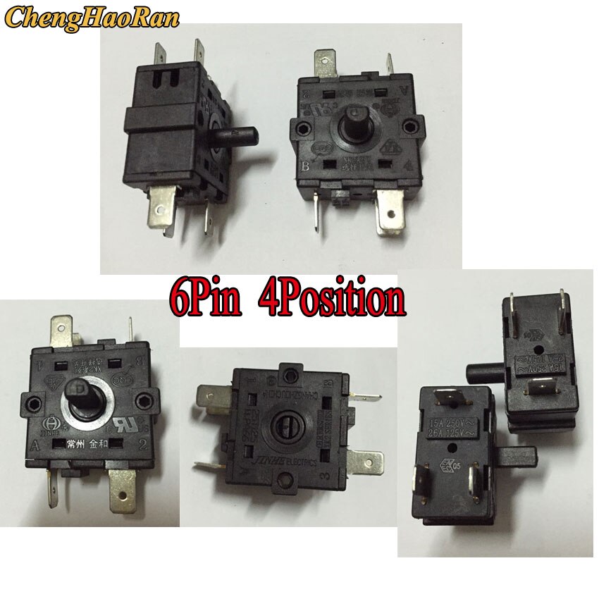 ChengHaoRan 1pcs XK2 FZ31-9 Selector Switch Cycle Gear Double-Layer 6pin 8pin 4/6/7 Position Gear Rotary Switch 16A 15A 250VAC: 6pin 4position