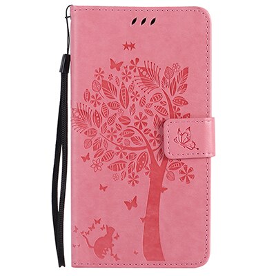 Cover Phone Case For Samsung Galaxy J5 j530 j530F EU 5.2" Flip PU Leather Shell Embossing Tree Cat Book Style Holster Bag: Pink