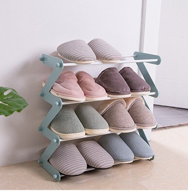 Eenvoudige Multi Layer Schoenenrek Rvs Monteren Opslag Schoenenkast Schoenenrek Hanger Thuis Organisator Accessoires: blauwe kleur