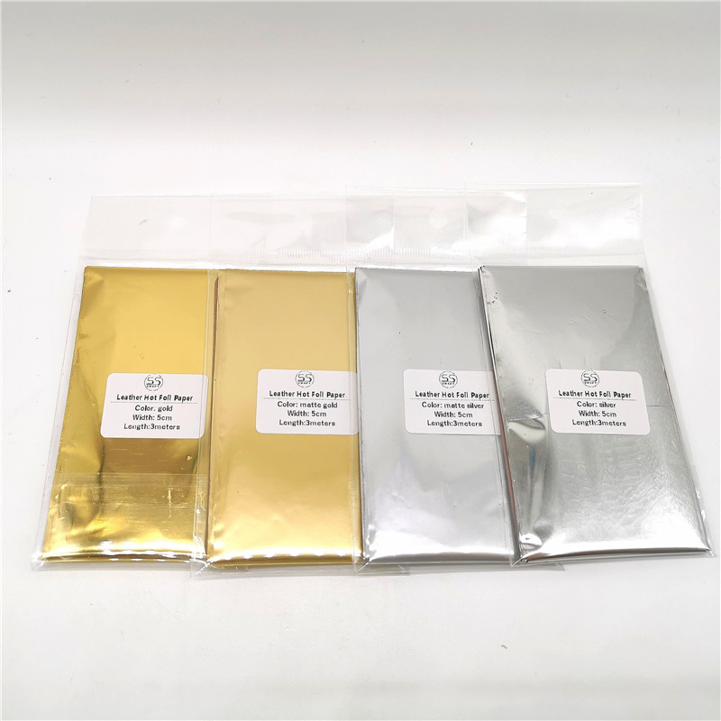 4 färger uppsättning guld silver stämpel folie papper värmeöverföring läder pu plånbok folie stämplingsmaskin papper 3 meter förgyllning