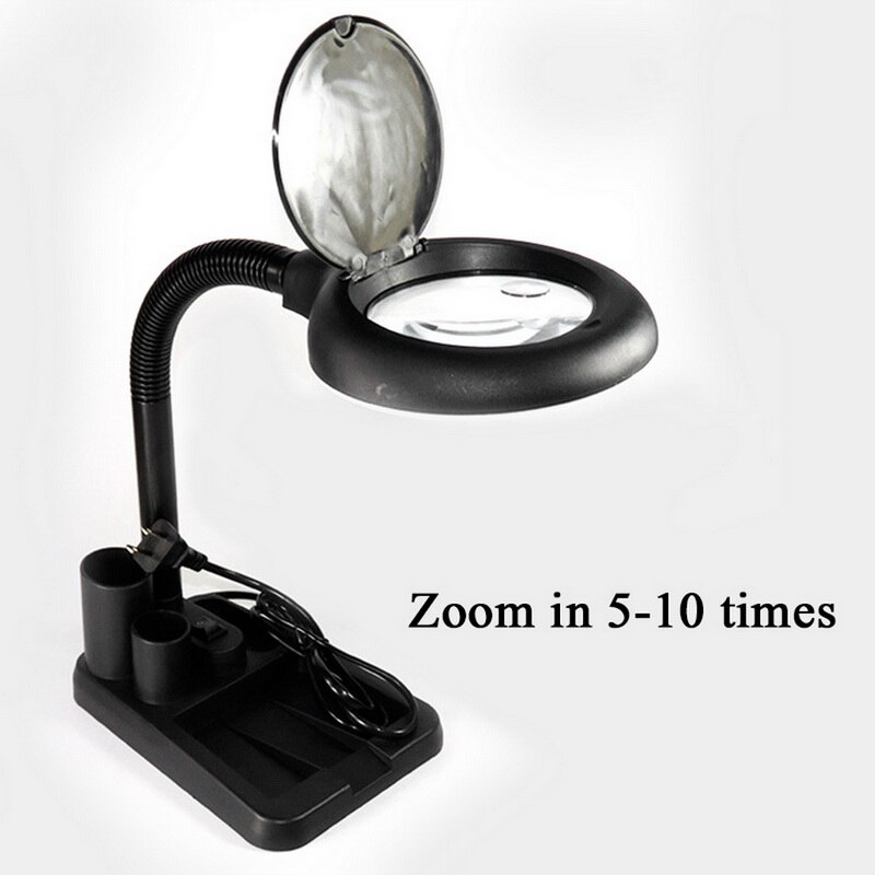 6W 40LED 5X/10X Magnifier Glass with Gadget Storage Desk Lamp Beside Light Magnifying Lens Printing LED desk lamp