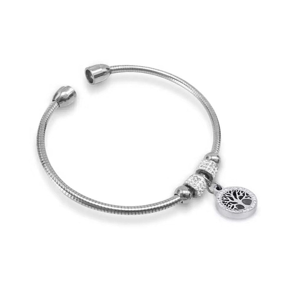 Hollow Tree Flower Bracelets For Women Stainless Steel Crystal Charm Bracelets Magnet Bangles Jewelry