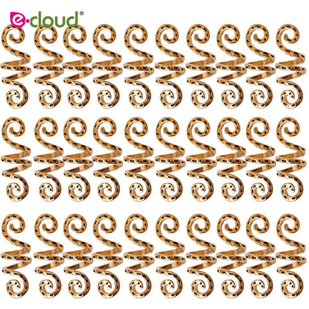 20Pcs Zilver Metalen Haar Ringen Buis Clips Spiraal Haar Vlecht Dread Baard Dreadlock Kralen Voor Haar Accessoires Charms: Golden 20pcs