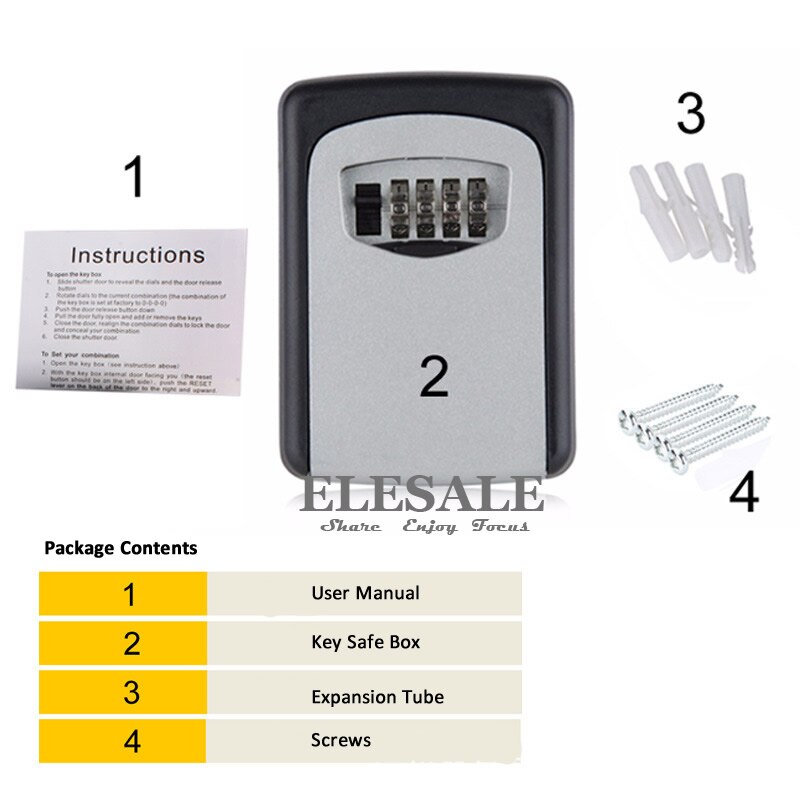 Wall Mounted Key Storage Organizer Boxes with 4 Digit Combination Lock Spare Keys Organizer Boxes Metal Secret Safe Box