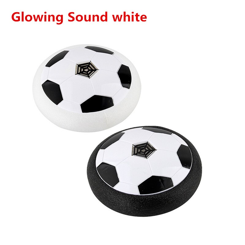 Børns elektriske indendørs flydende affjedring luftpude fodbold magt fodbold disk led lys sport legetøj børn: Glødende lyd hvid