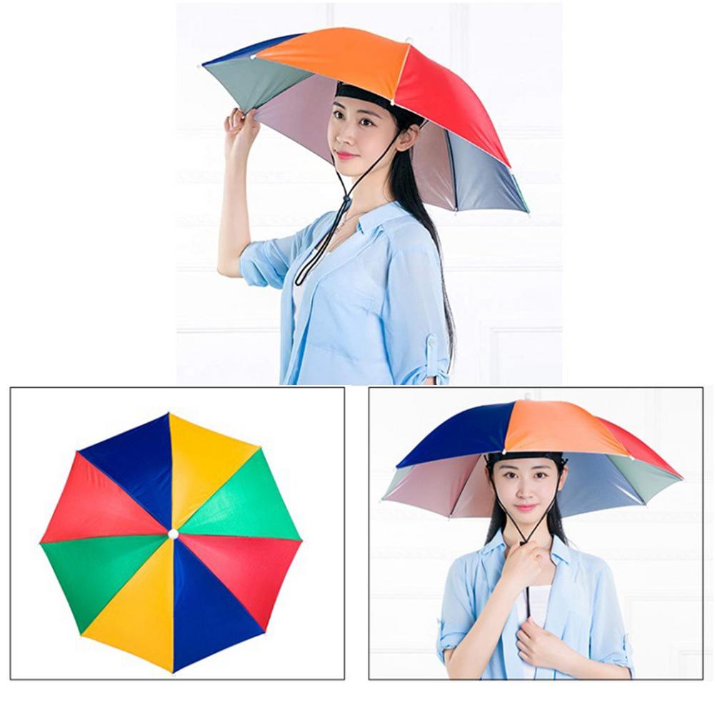 Umbrella Hat Waterproof UV Resistant Hands-Free Fishing Hat Outdoor Foldable Camping Fishing Cap Beach Head Umbrella Hat