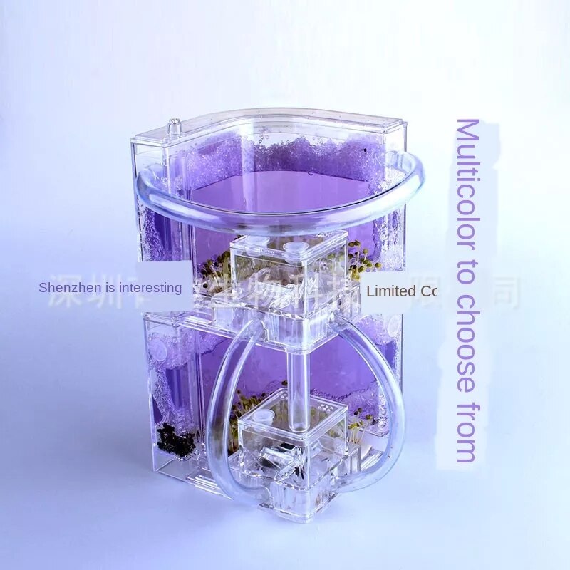 Double layer DIY Acrylic Ant Farm Underground Ant Nest Ant House with Feeding Area Pet Anthill Workshop Castle: Mixed color