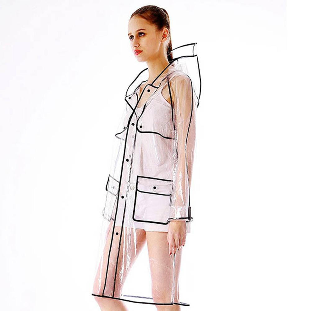 Chubasquero de plástico grueso transparente para mujer, ropa impermeable de viaje, Poncho para adultos, abrigo de lluvia al aire libre, nueva: Negro