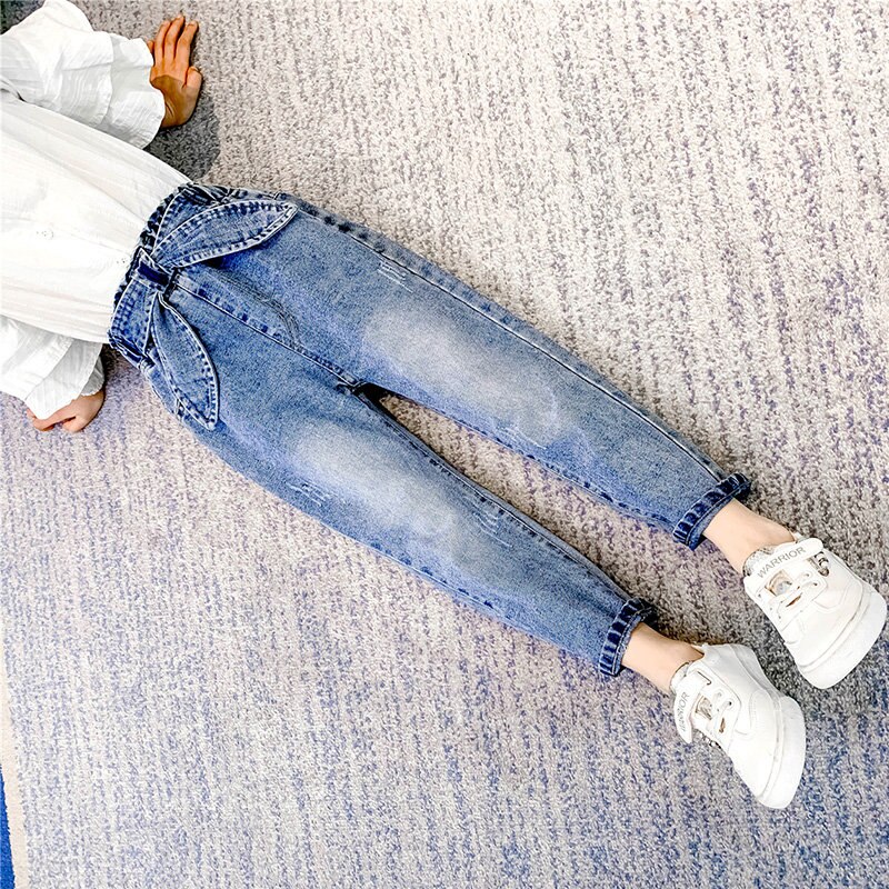 primavera niños Jeans chica sólido Jeans para niñas Bow Girls Jeans pantalones otoño Casual Niñas Ropa 6 8 10 12 13 año