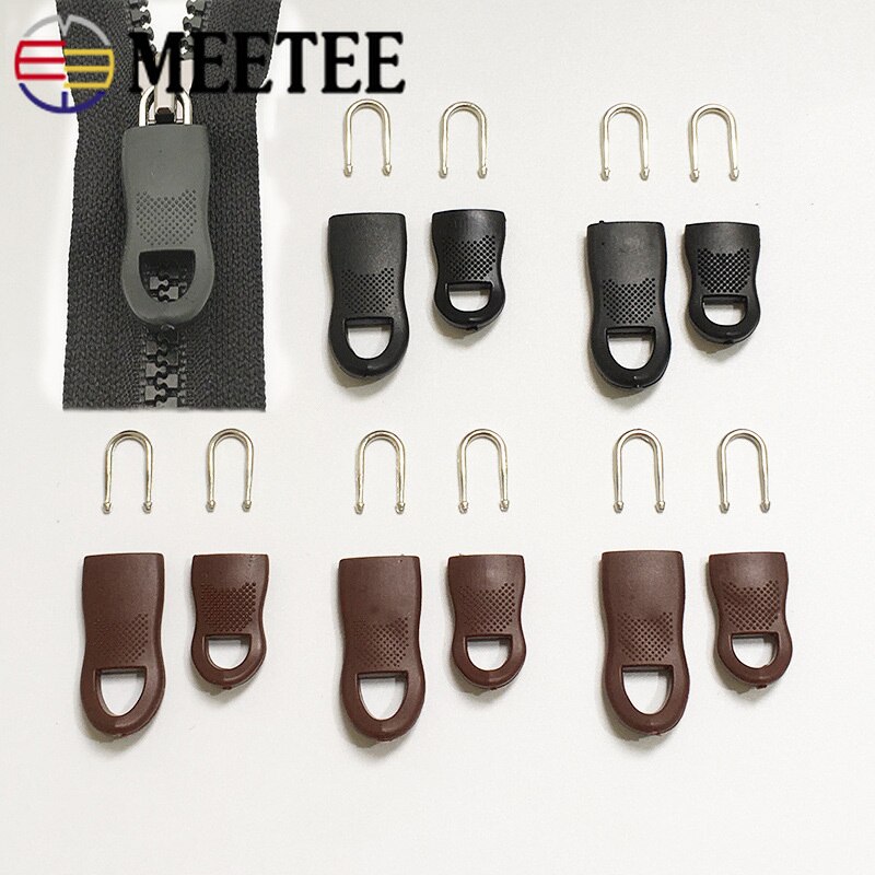 Meetee 50Pc Plastic Removable Zipper Puller for 5# 8# Jacket Coat Zipper Pull Head DIY Garment Detachable Zip Silder Repair Kits