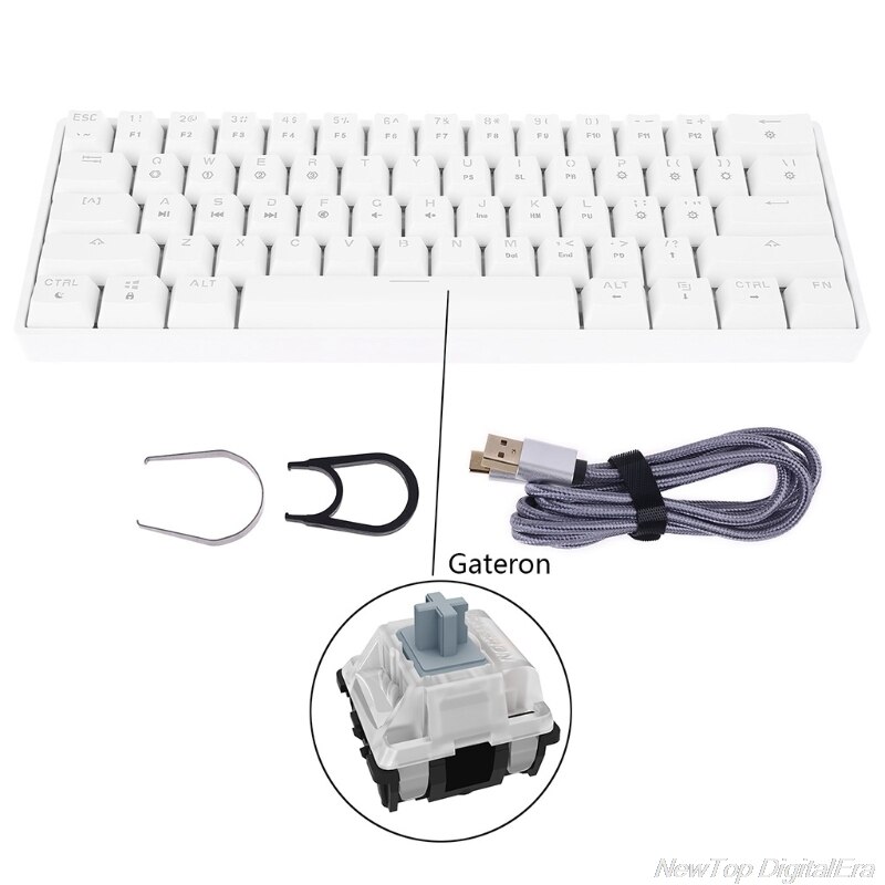 Teclado mecánico portátil SK61, interruptores ópticos Gateron, retroiluminado, intercambio en , 60%