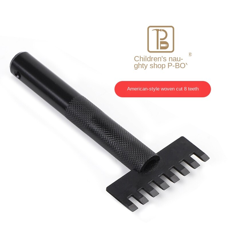American-Style Leather Rope Weaving Flat Chisel punch DIY Sculpture Punch Lacing Stitching craft tool Belt Hole 1/4/8 prong: 8 flat teeth