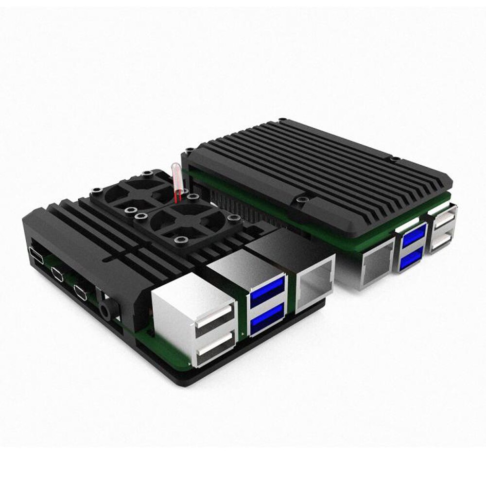 Raspberry Pi 2B/3B/3B +/4B Case Metalen Behuizing Met Twee 2507 Fans En Drie Heatsink stok