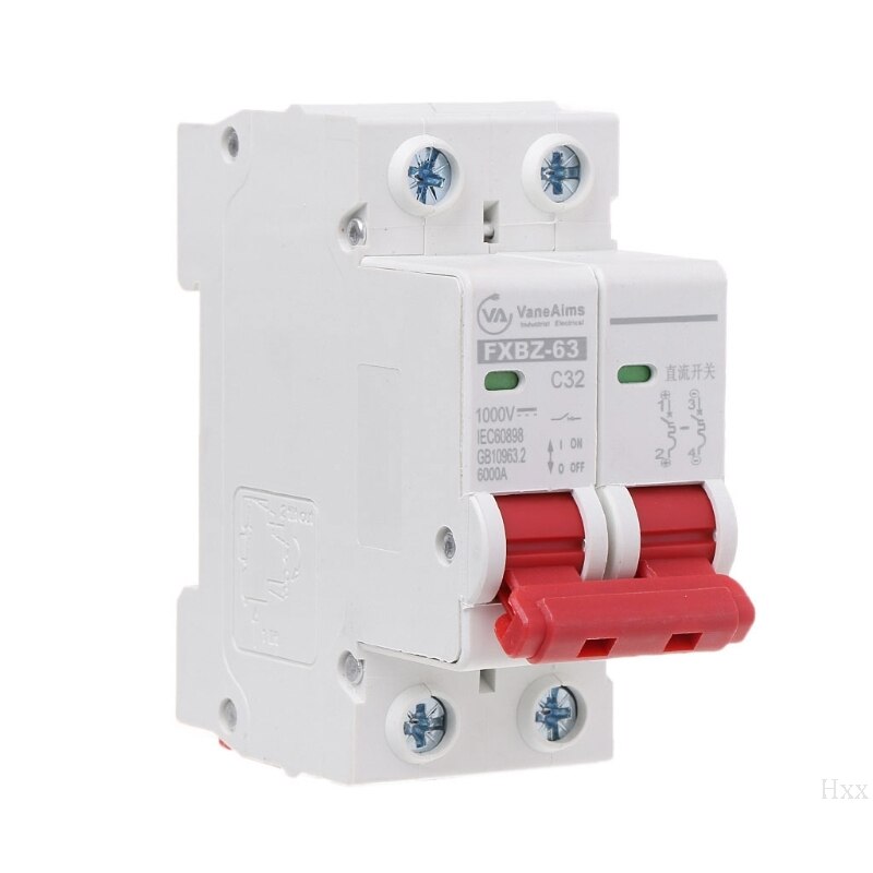 2P DC 1000V Solar Mini Circuit Breaker 10A/16A/32A/50A/63A DC Photovoltaic MCB Q1QC: 32A